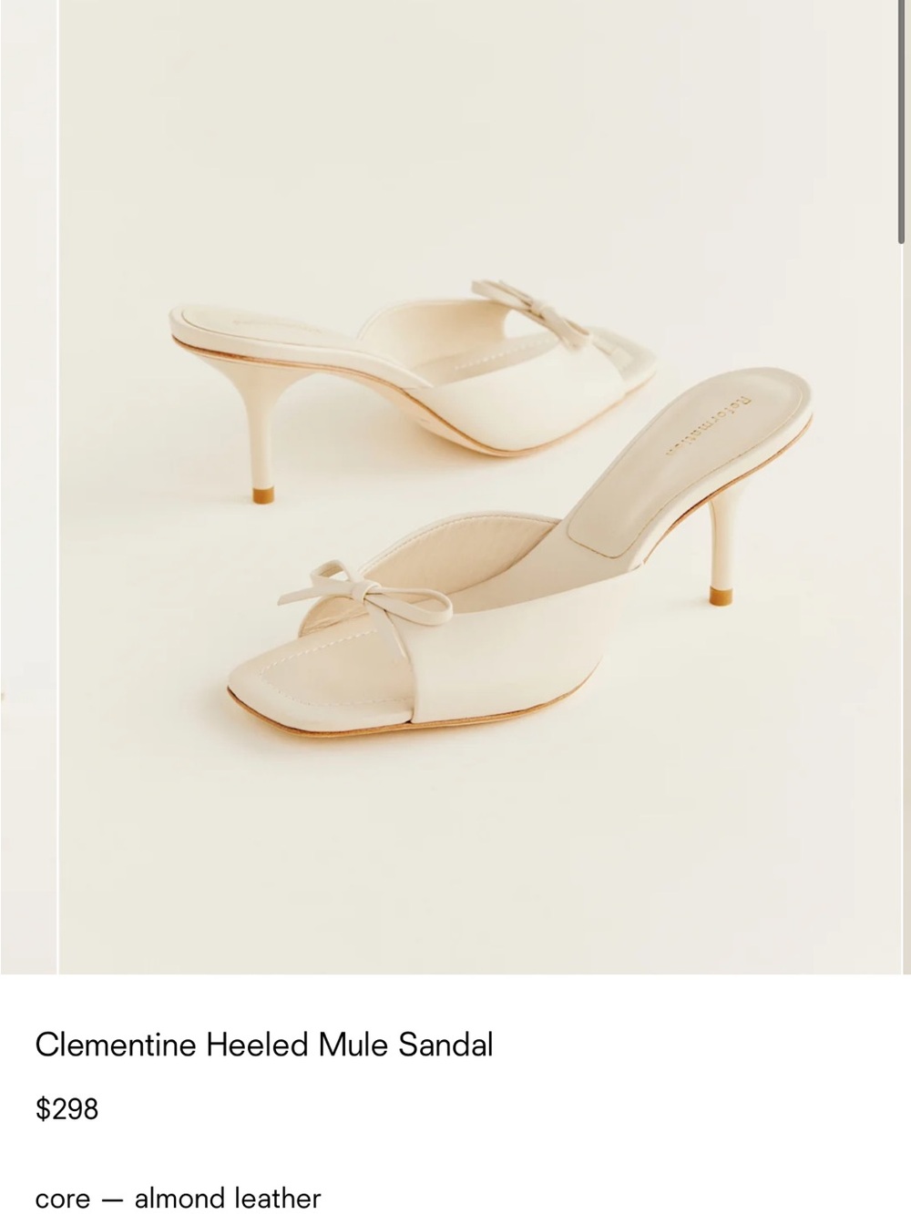 Reformation Clementine Almond Heeled Mule Sandal